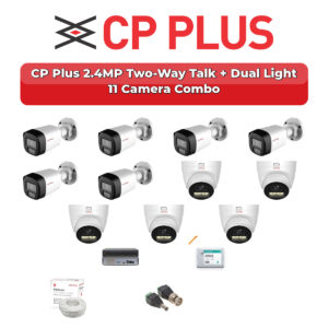 CP Plus 11 Camera 2.4MP HD CCTV Combo Kit | Two-Way Talk + Dual Light | 16CH XVR / DVR | 2TB HDD