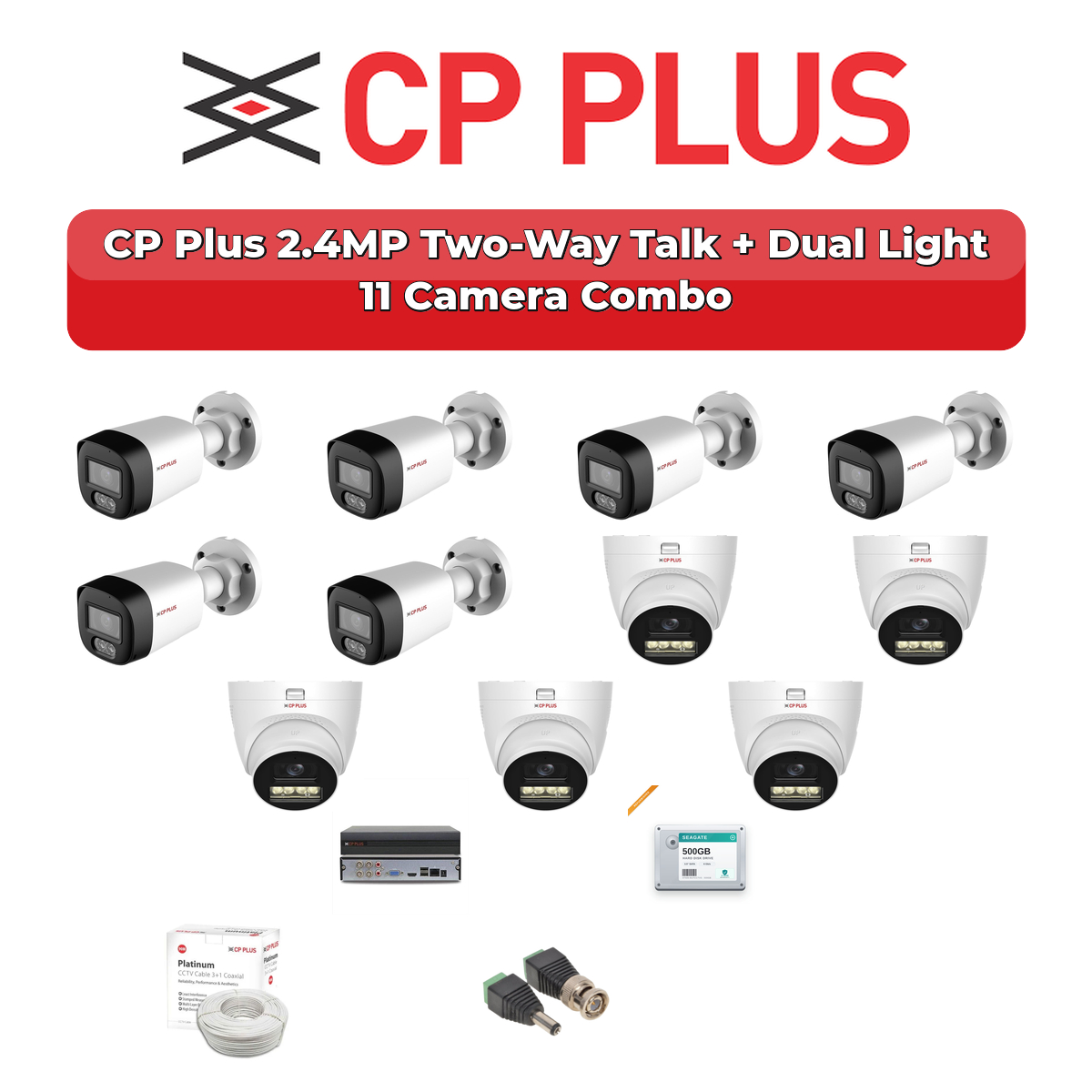 CP Plus 11 Camera 2.4MP HD CCTV Combo Kit | Two-Way Talk + Dual Light | 16CH XVR / DVR | 2TB HDD 1 CP Plus 11 Camera 2.4MP HD CCTV Combo Kit | Two-Way Talk + Dual Light | 16CH XVR / DVR | 2TB HDD