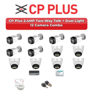 CP Plus 12 Camera 2.4MP HD CCTV Combo Kit | Two-Way Talk + Dual Light | 16CH XVR / DVR | 2TB HDD