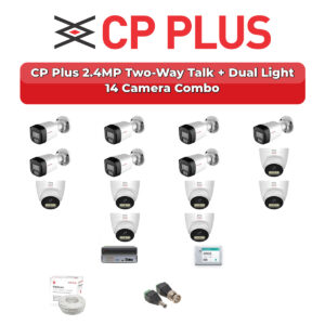 CP Plus 14 Camera 2.4MP HD CCTV Combo Kit | Two-Way Talk + Dual Light | 16CH XVR / DVR | 4TB HDD