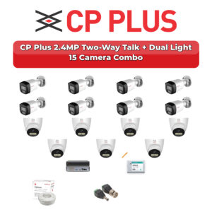 CP Plus 15 Camera 2.4MP HD CCTV Combo Kit | Two-Way Talk + Dual Light | 16CH XVR / DVR | 4TB HDD