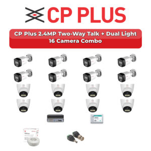 CP Plus 16 Camera 2.4MP HD CCTV Combo Kit | Two-Way Talk + Dual Light | 16CH XVR / DVR | 4TB HDD