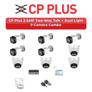 CP Plus 9 Camera 2.4MP HD CCTV Combo Kit | Two-Way Talk + Dual Light | 16CH XVR / DVR | 2TB HDD