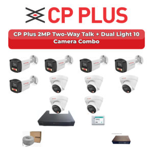 CP Plus 10 Camera 2MP IP CCTV Combo Kit | Two-Way Talk + Dual Light | 16CH NVR | 2TB HDD