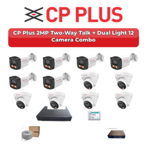 CP Plus 12 Camera 2MP IP CCTV Combo Kit | Two-Way Talk + Dual Light | 16CH NVR | 2TB HDD