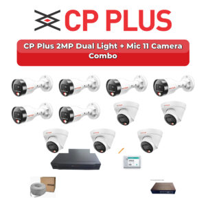 CP Plus 11 Camera 2MP IP CCTV Combo Kit | Dual Light + Mic | 16CH NVR | 2TB HDD