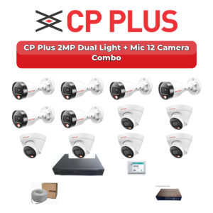 CP Plus 12 Camera 2MP IP CCTV Combo Kit | Dual Light + Mic | 16CH NVR | 2TB HDD