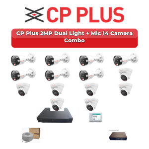 CP Plus 14 Camera 2MP IP CCTV Combo Kit | Dual Light + Mic | 16CH NVR | 4TB HDD