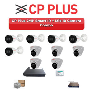 CP Plus 10 Camera 2MP IP CCTV Combo Kit | Smart IR + Mic | 16CH NVR | 2TB HDD