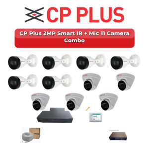 CP Plus 11 Camera 2MP IP CCTV Combo Kit | Smart IR + Mic | 16CH NVR | 2TB HDD