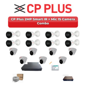 CP Plus 15 Camera 2MP IP CCTV Combo Kit | Smart IR + Mic | 16CH NVR | 4TB HDD