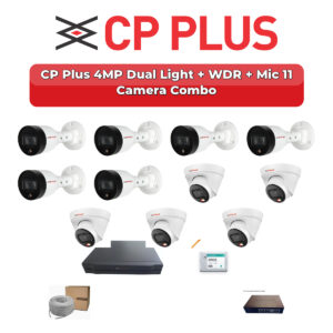 CP Plus 11 Camera 4MP IP CCTV Combo Kit | Dual Light + WDR + Mic | 16CH NVR | 2TB HDD