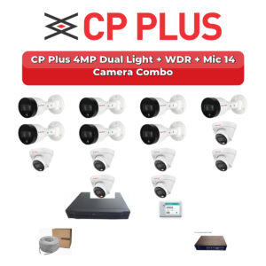 CP Plus 14 Camera 4MP IP CCTV Combo Kit | Dual Light + WDR + Mic | 16CH NVR | 4TB HDD