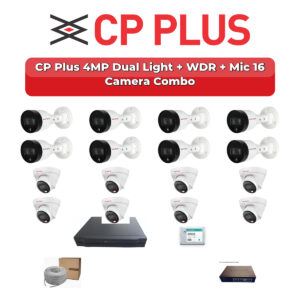 CP Plus 16 Camera 4MP IP CCTV Combo Kit | Dual Light + WDR + Mic | 16CH NVR | 4TB HDD