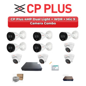 CP Plus 9 Camera 4MP IP CCTV Combo Kit | Dual Light + WDR + Mic | 16CH NVR | 2TB HDD