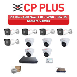 CP Plus 10 Camera 4MP IP CCTV Combo Kit | Smart IR + WDR + Mic | 16CH NVR | 2TB HDD