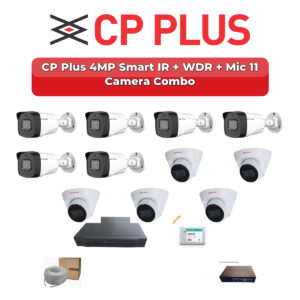 CP Plus 11 Camera 4MP IP CCTV Combo Kit | Smart IR + WDR + Mic | 16CH NVR | 2TB HDD