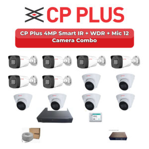 CP Plus 12 Camera 4MP IP CCTV Combo Kit | Smart IR + WDR + Mic | 16CH NVR | 2TB HDD