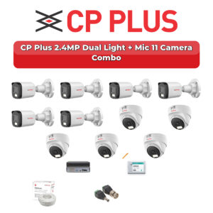 CP Plus 11 Camera 2.4MP HD CCTV Combo Kit | Dual Light + Mic | 16CH XVR / DVR | 2TB HDD