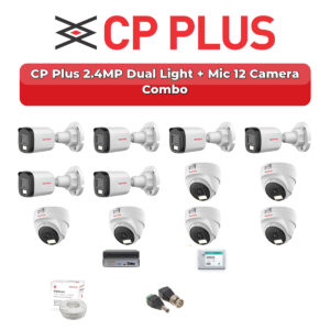 CP Plus 12 Camera 2.4MP HD CCTV Combo Kit | Dual Light + Mic | 16CH XVR / DVR | 2TB HDD