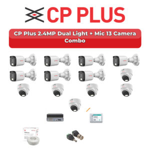 CP Plus 13 Camera 2.4MP HD CCTV Combo Kit | Dual Light + Mic | 16CH XVR / DVR | 4TB HDD
