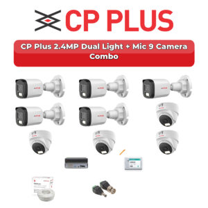 CP Plus 9 Camera 2.4MP HD CCTV Combo Kit | Dual Light + Mic | 16CH XVR / DVR | 2TB HDD