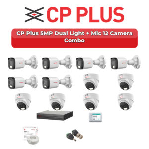 CP Plus 12 Camera 5MP HD CCTV Combo Kit | Dual Light + Mic | 16CH XVR / DVR | 2TB HDD