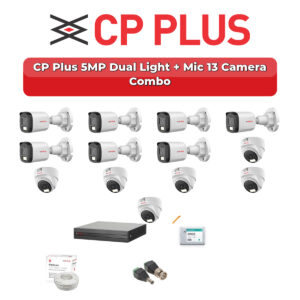CP Plus 13 Camera 5MP HD CCTV Combo Kit | Dual Light + Mic | 16CH XVR / DVR | 4TB HDD