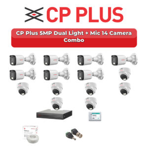 CP Plus 14 Camera 5MP HD CCTV Combo Kit | Dual Light + Mic | 16CH XVR / DVR | 4TB HDD