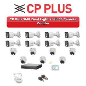 CP Plus 15 Camera 5MP HD CCTV Combo Kit | Dual Light + Mic | 16CH XVR / DVR | 4TB HDD