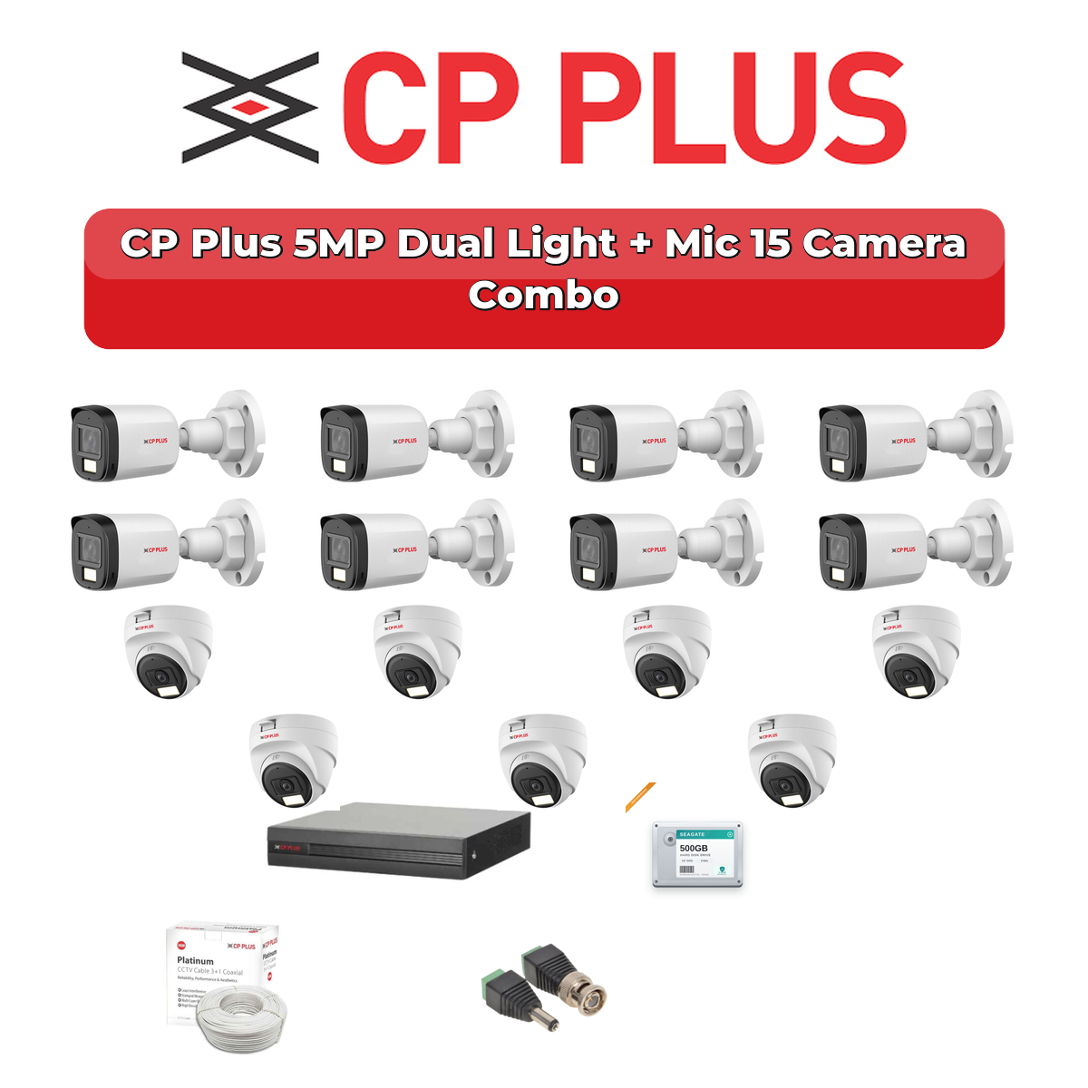 CP Plus 15 Camera 5MP HD CCTV Combo Kit | Dual Light + Mic | 16CH XVR / DVR | 4TB HDD 1 CP Plus 15 Camera 5MP HD CCTV Combo Kit | Dual Light + Mic | 16CH XVR / DVR | 4TB HDD