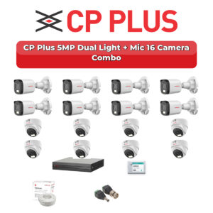 CP Plus 16 Camera 5MP HD CCTV Combo Kit | Dual Light + Mic | 16CH XVR / DVR | 4TB HDD