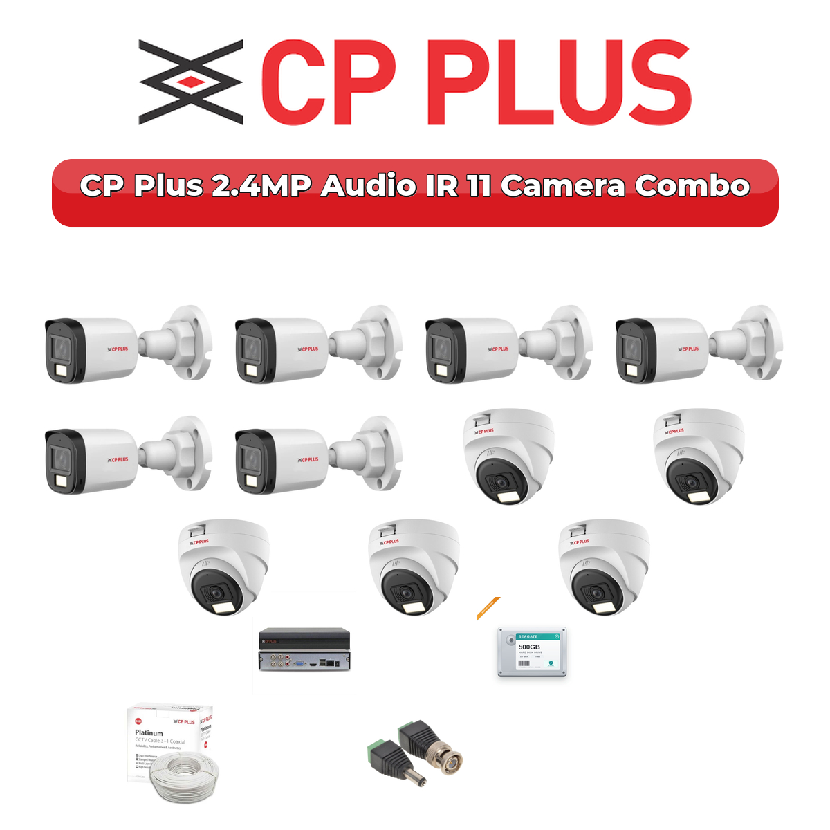 CP Plus 11 Camera 2.4MP HD CCTV Combo Kit | Audio IR | 16CH XVR / DVR | 2TB HDD 1 CP Plus 11 Camera 2.4MP HD CCTV Combo Kit | Audio IR | 16CH XVR / DVR | 2TB HDD