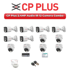 CP Plus 12 Camera 2.4MP HD CCTV Combo Kit | Audio IR | 16CH XVR / DVR | 2TB HDD