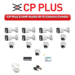 CP Plus 13 Camera 2.4MP HD CCTV Combo Kit | Audio IR | 16CH XVR / DVR | 4TB HDD