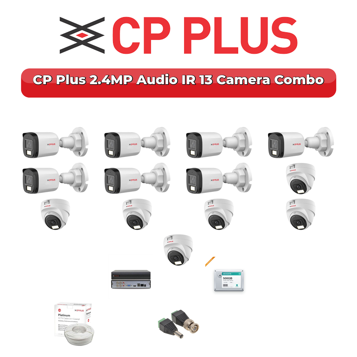CP Plus 13 Camera 2.4MP HD CCTV Combo Kit | Audio IR | 16CH XVR / DVR | 4TB HDD 1 CP Plus 13 Camera 2.4MP HD CCTV Combo Kit | Audio IR | 16CH XVR / DVR | 4TB HDD
