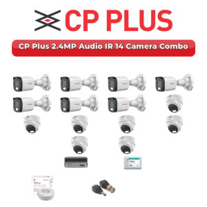 CP Plus 14 Camera 2.4MP HD CCTV Combo Kit | Audio IR | 16CH XVR / DVR | 4TB HDD
