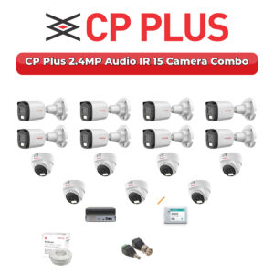 CP Plus 15 Camera 2.4MP HD CCTV Combo Kit | Audio IR | 16CH XVR / DVR | 4TB HDD