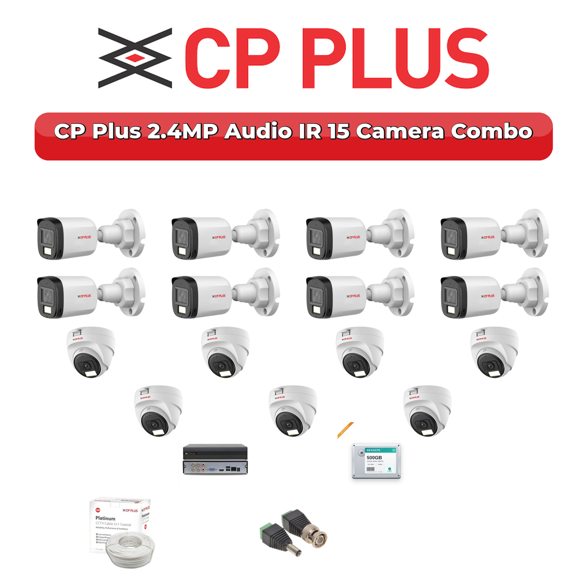 CP Plus 15 Camera 2.4MP HD CCTV Combo Kit | Audio IR | 16CH XVR / DVR | 4TB HDD 1 CP Plus 15 Camera 2.4MP HD CCTV Combo Kit | Audio IR | 16CH XVR / DVR | 4TB HDD