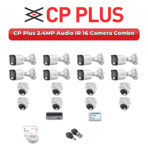 CP Plus 16 Camera 2.4MP HD CCTV Combo Kit | Audio IR | 16CH XVR / DVR | 4TB HDD
