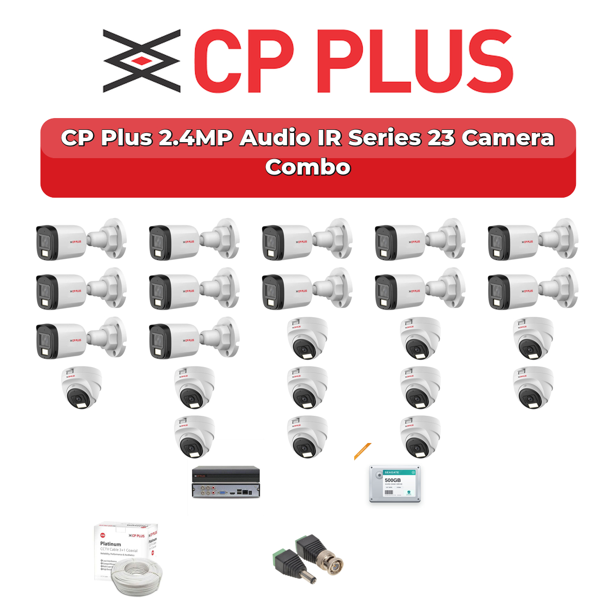 CP Plus 23 Camera 2.4MP HD CCTV Combo Kit | Audio IR | 32CH XVR / DVR | 2×4TB HDD 1 CP Plus 23 Camera 2.4MP HD CCTV Combo Kit | Audio IR | 32CH XVR / DVR | 2×4TB HDD