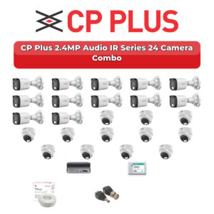 CP Plus 24 Camera 2.4MP HD CCTV Combo Kit | Audio IR | 32CH XVR / DVR | 2×4TB HDD