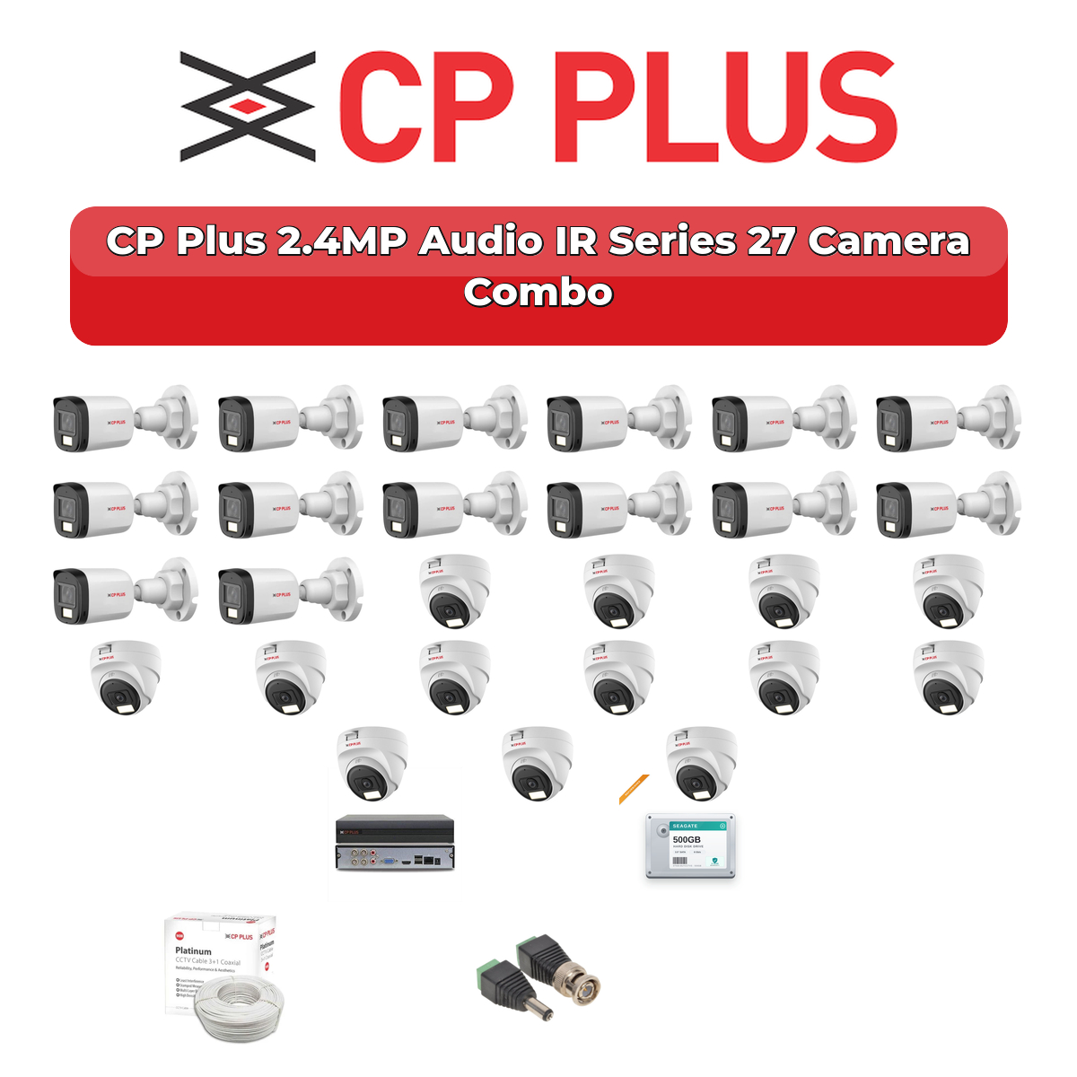 CP Plus 27 Camera 2.4MP HD CCTV Combo Kit | Audio IR | 32CH XVR / DVR | 1ร4TB + 1ร6TB HDD 1 CP Plus 27 Camera 2.4MP HD CCTV Combo Kit | Audio IR | 32CH XVR / DVR | 1ร4TB + 1ร6TB HDD