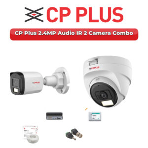 CP Plus 2 Camera 2.4MP HD CCTV Combo Kit | Audio IR | 4CH XVR / DVR | 500GB HDD