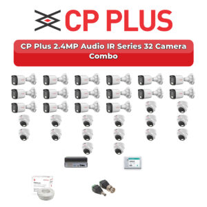 CP Plus 32 Camera 2.4MP HD CCTV Combo Kit | Audio IR | 32CH XVR / DVR | 2×6TB HDD