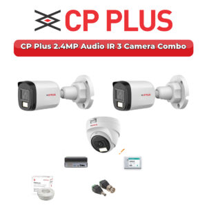 CP Plus 3 Camera 2.4MP HD CCTV Combo Kit | Audio IR | 4CH XVR / DVR | 500GB HDD