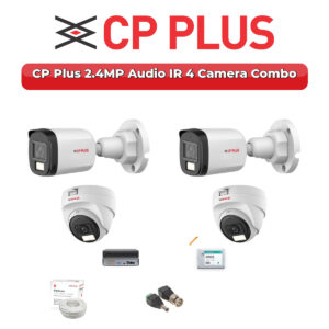 CP Plus 4 Camera 2.4MP HD CCTV Combo Kit | Audio IR | 4CH XVR / DVR | 500GB HDD