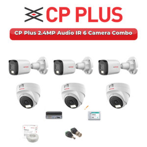 CP Plus 6 Camera 2.4MP HD CCTV Combo Kit | Audio IR | 8CH XVR / DVR | 500GB HDD