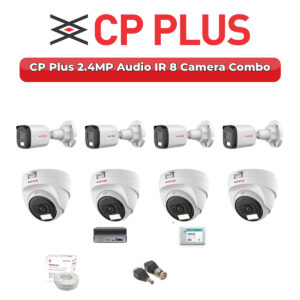CP Plus 8 Camera 2.4MP HD CCTV Combo Kit | Audio IR | 8CH XVR / DVR | 1TB HDD