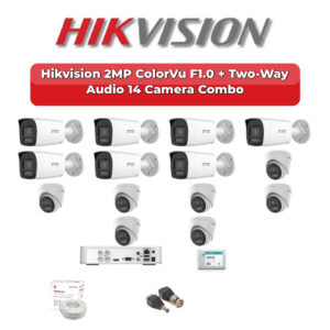 Hikvision 14 Camera 2MP HD CCTV Combo Kit | ColorVu F1.0 + Two-Way Audio | 16CH XVR / DVR | 4TB HDD